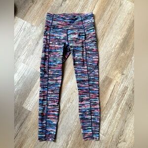 Lululemon Leggings Activewear Multi Color Blue Pink Pattern Striped Size 6